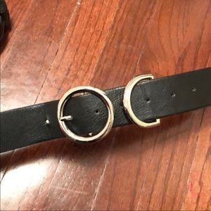 Black and Silver Double Buckle Belt